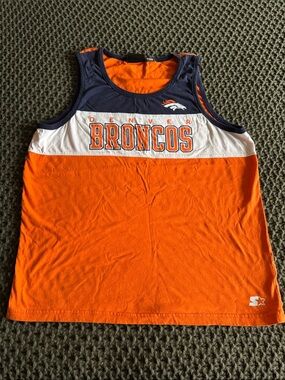 STARTER Denver Broncos Orange Navy White Men’s Tank Top Size Large